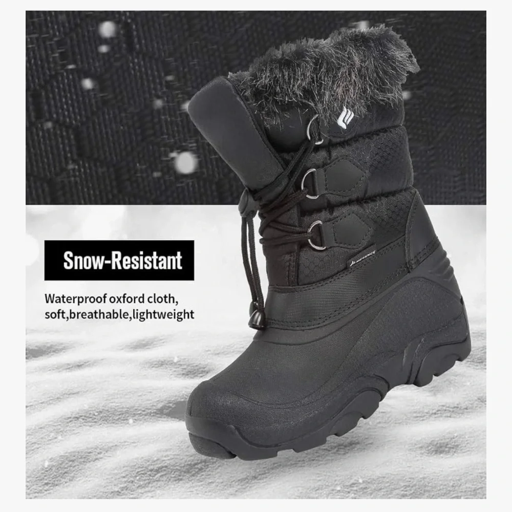 NWT CIOR Toddler Snow Boots Waterproof Black Faux Fur Winter Size 2